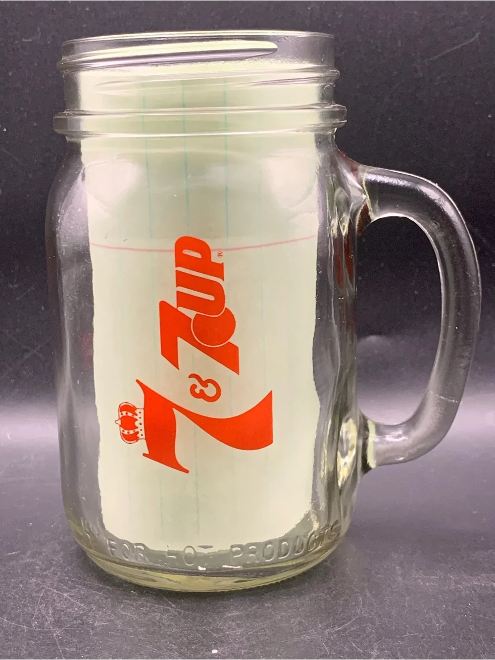 Vintage Seagram's 7 & 7 Up Mason Jar Drink Glass Barware Not For Home Canning